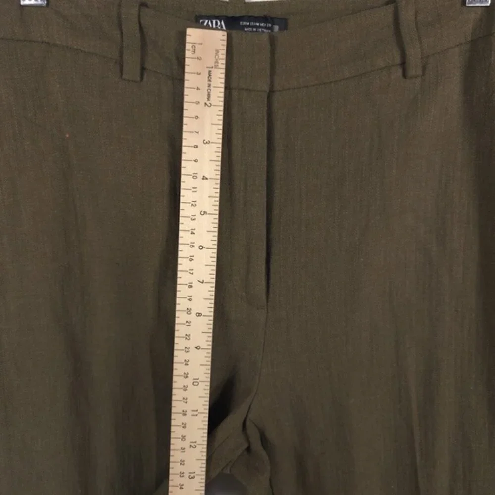 NWOT ZARA LINEN Blend Wide Leg Knit‎ Pants Trousers Crop 2753/220/505 MEDIUM